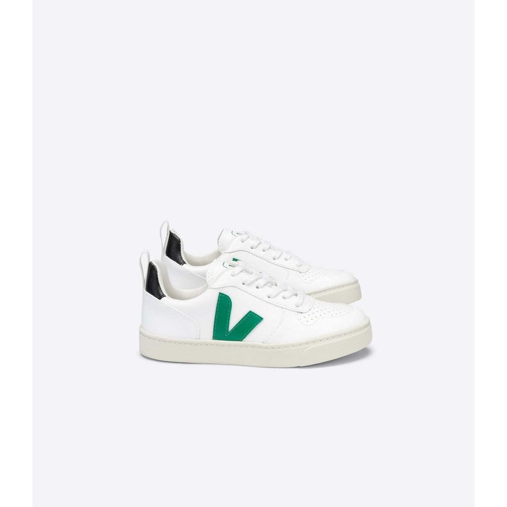 Veja V-10 LACE CWL Cipő Gyerek White/Green | HU 788TCE